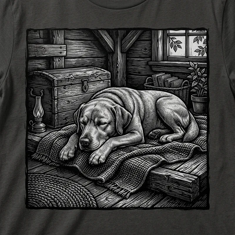Vintage Black & White Dog T-Shirt Design