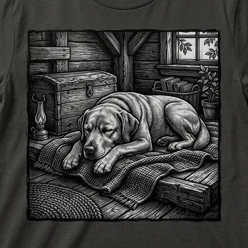 Vintage Black & White Dog T-Shirt Design