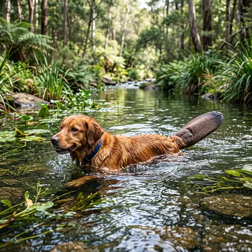 Dog with Platypus Tail - Unique and Whimsical Pet Hybrid