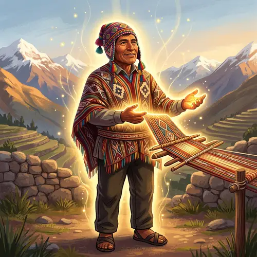 Peruvian Man Mastering Accomplishments in Traditional Attire