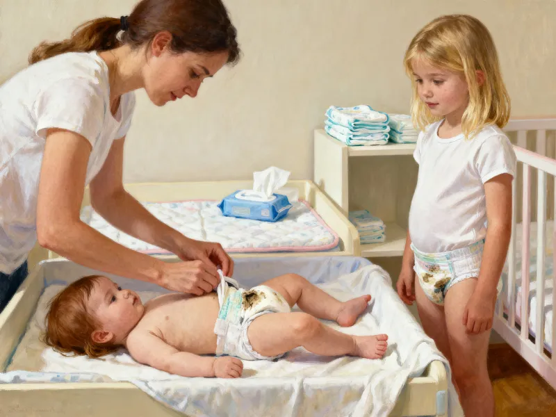 Diaper Changing: Two Girls in Need of a Change