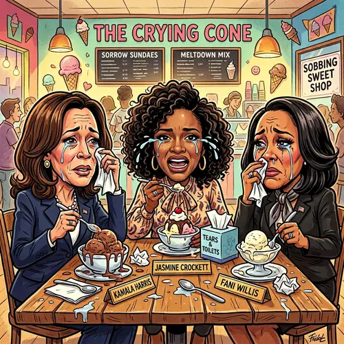 Cartoon Caricature of Kamala Harris & Friends