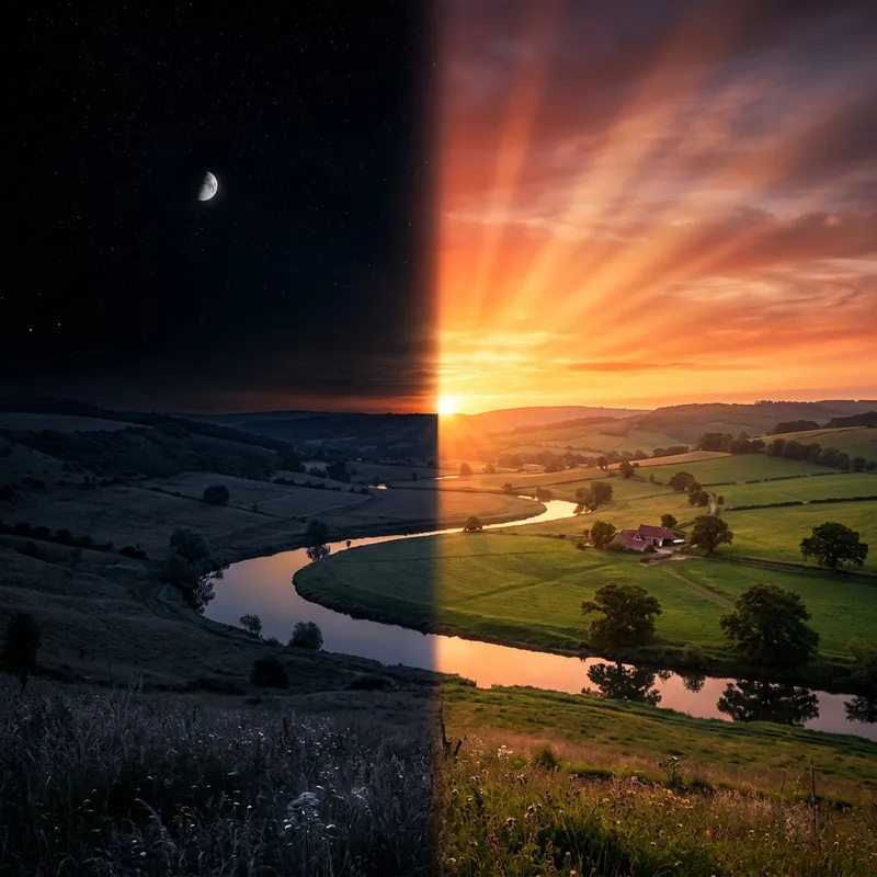 Striking Sunrise and Darkness Contrast | Nature's Balance