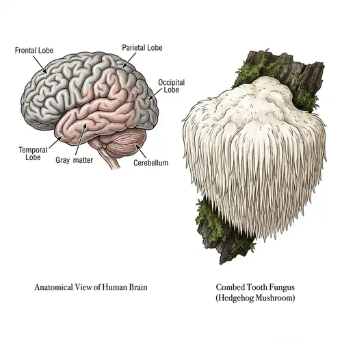 Human Brain and Hedgehog Mushroom: An Anatomical View