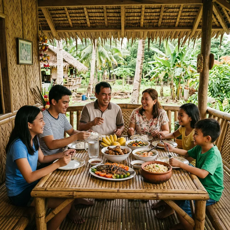 Filipino Family Lunch in Bahay Kubo