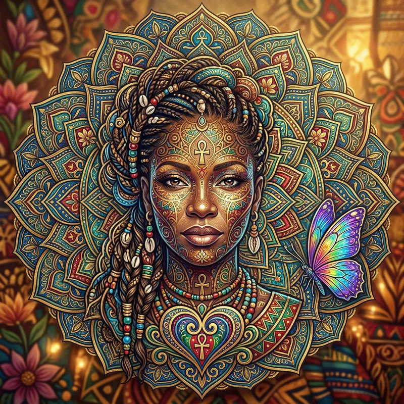 Mandala Butterfly Love on Woman's Face