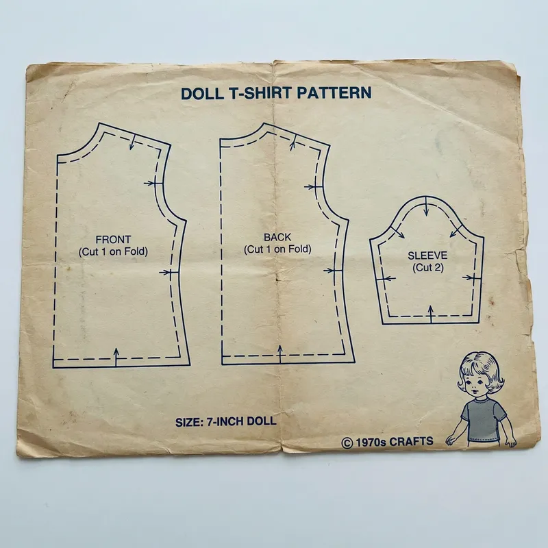 T-Shirt Sewing Pattern for 7-Inch Dolls