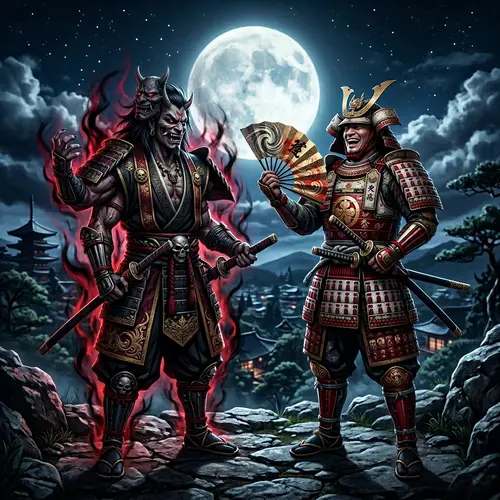 Powerful Warriors in Traditional Japanese Garb