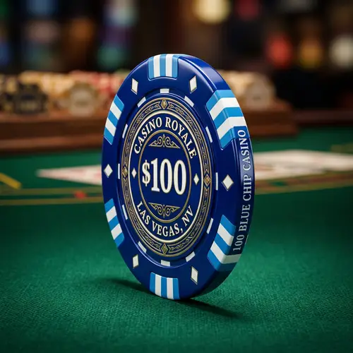 3D Vertical Blue Poker Chip Design