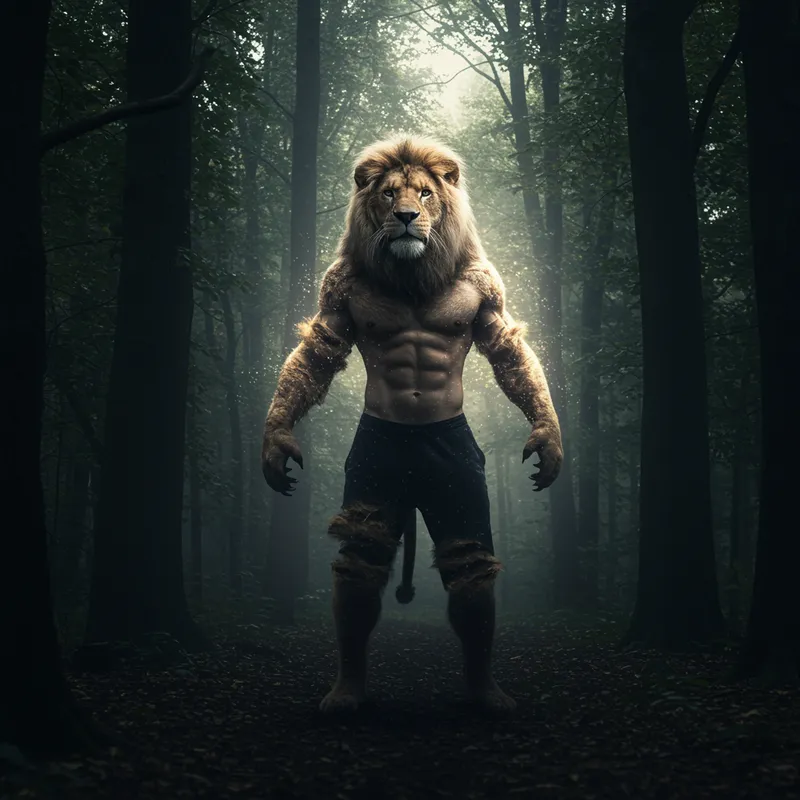 Man Transition into Lion: A Symbol of Strength