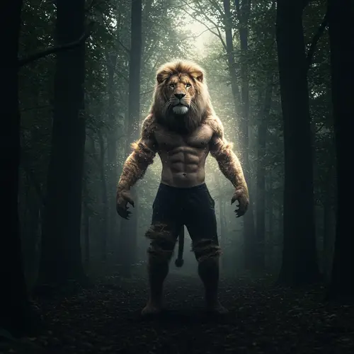 Man Transition into Lion: A Symbol of Strength