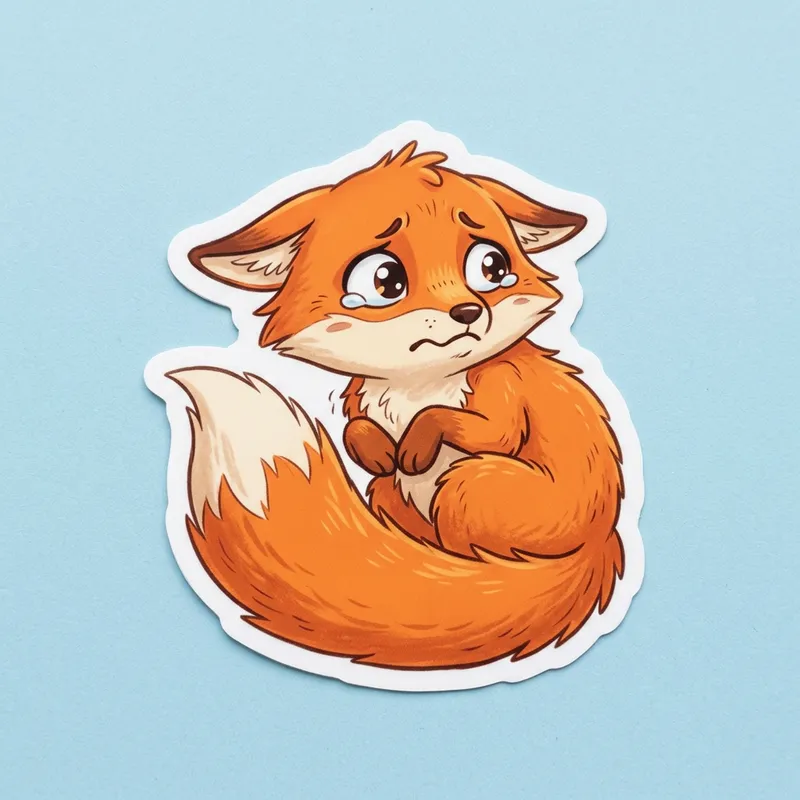 Cute Afraid Fox Sticker - Adorable Design