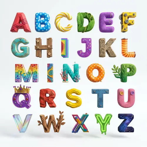 Random 3D Alphabet - Artistic & Whimsical Letters Displayed