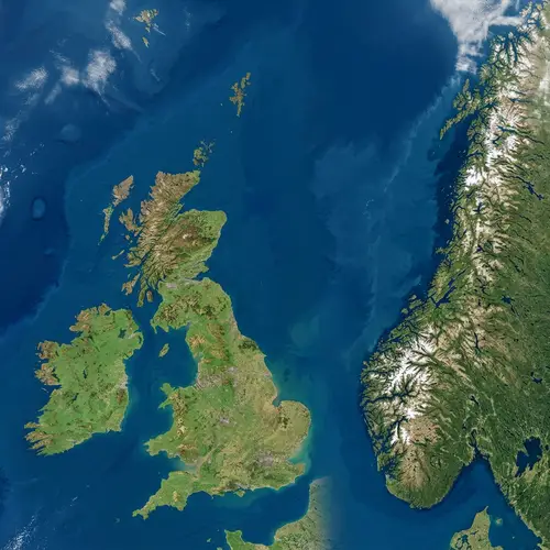Norway and United Kingdom Satellite View | Natural Landscapes