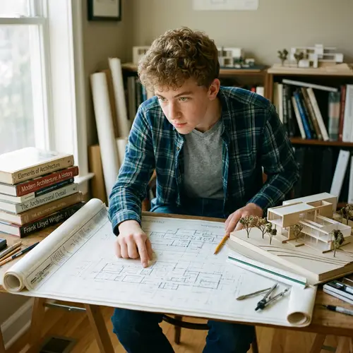 Passionate Adolescent Architect: Exploring Blueprints & Models