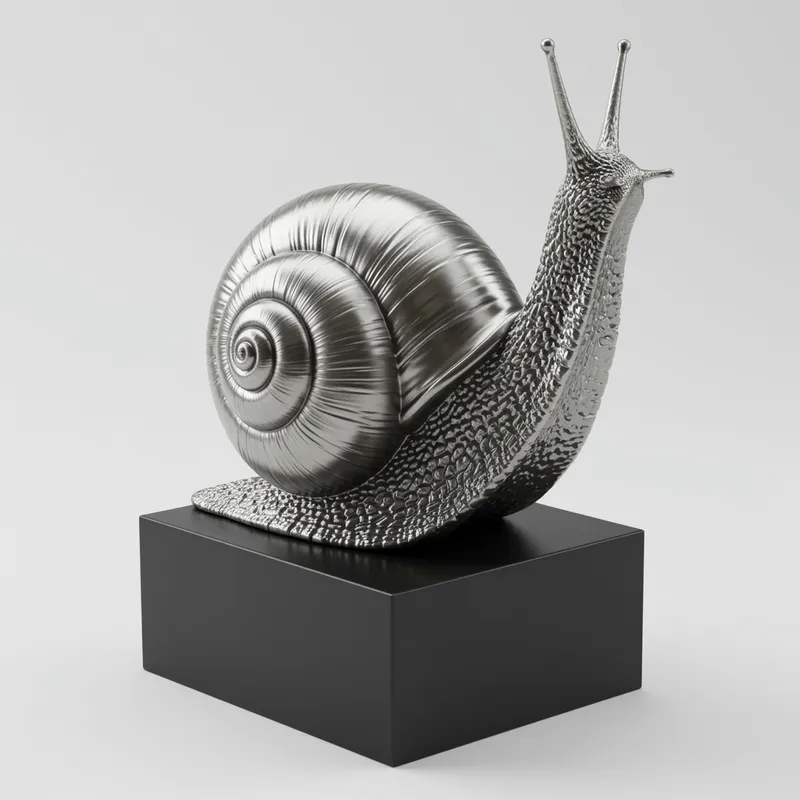 Realistic Silver Snail Trophy with Black Base