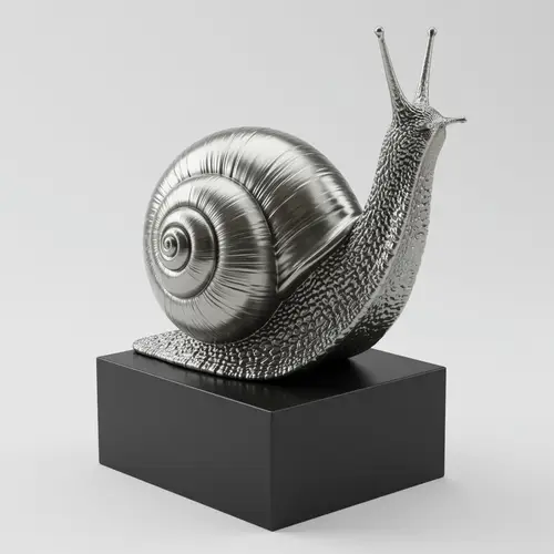 Realistic Silver Snail Trophy with Black Base