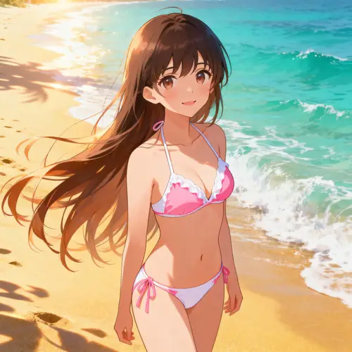 Anime Girl in Bikini at the Beach