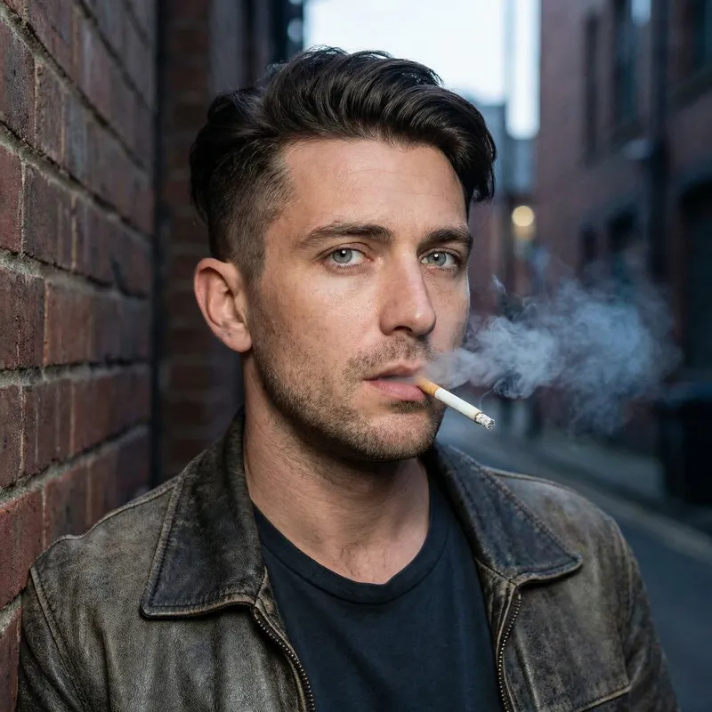 Handsome Male with Silver Eyes and Undercut Hairstyle