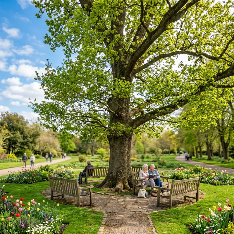 Relaxing Tree Seating Area: Nature's Tranquility Relaxing Tree Seating Area: Nature's Tranquility