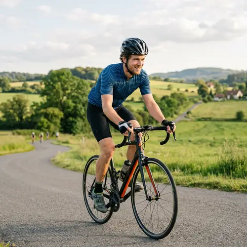 Sporty Man Riding a Bicycle