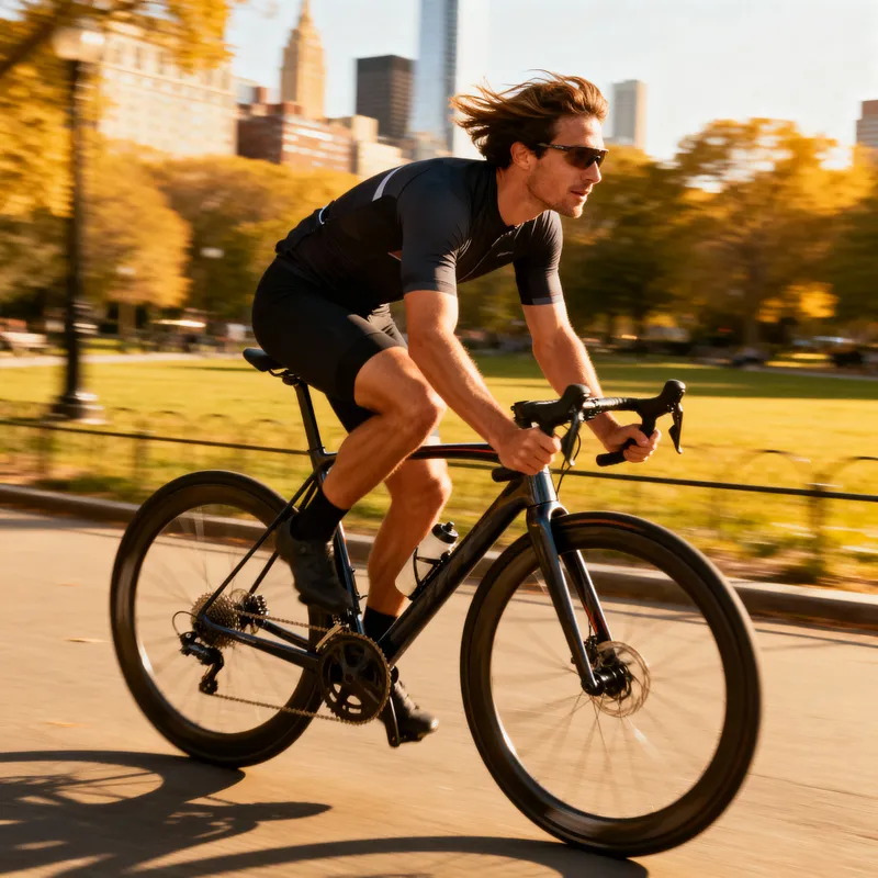 Sporty Man Riding a Bicycle