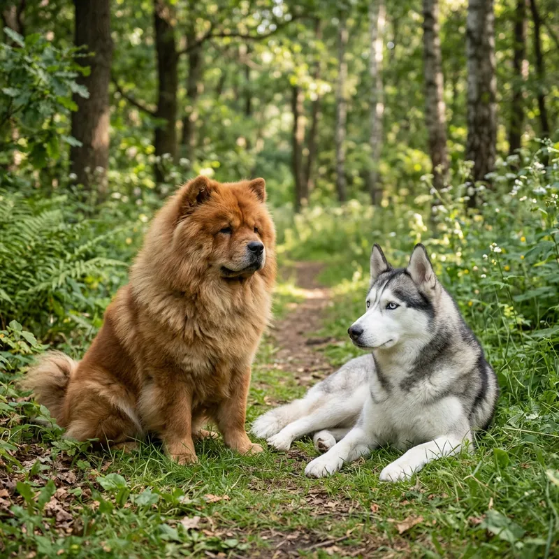 Chow Chow and Husky: Peaceful Co-Existence