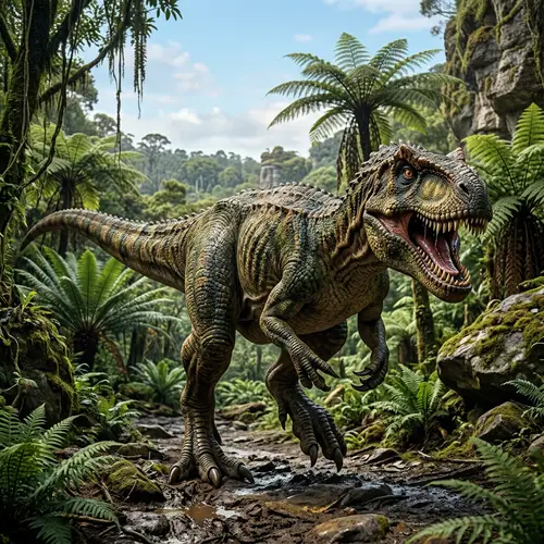 Imposing Dinosaur with Mossy Green & Earthy Brown Scales