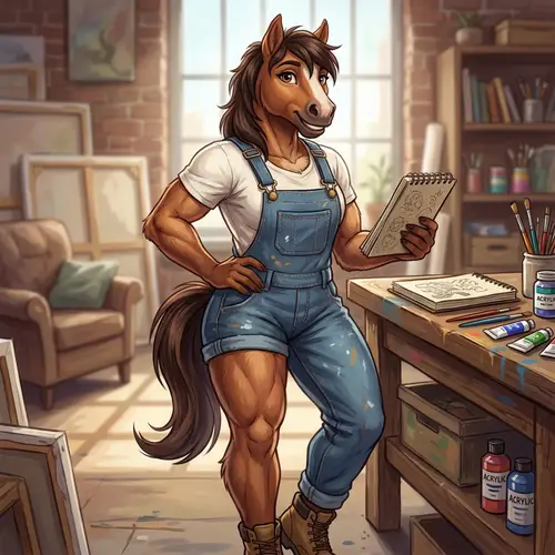 Vibrant Anthropomorphic Horse Character Art