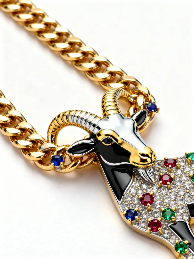 Luxurious Golden Cuban Link Chain with Goat Sign