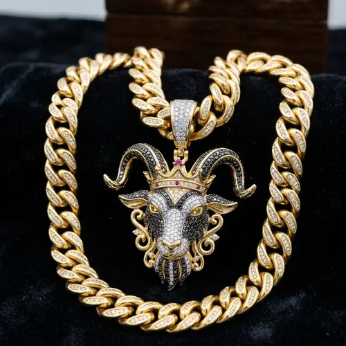 Luxurious Golden Cuban Link Chain with Goat Sign