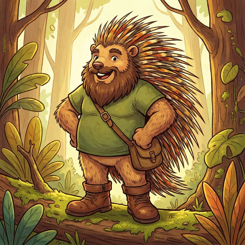 Confident Anthropomorphic Porcupine Illustration