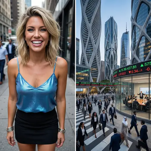 Hyper Realistic Woman Portrait & Modern City Business Scene