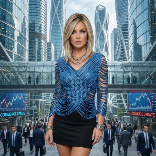 Hyper Realistic Photo of Woman with Glossy Lips & Modern City Business Scene