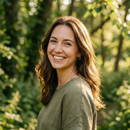 Radiant Smile in a Sunlit Nature Scene