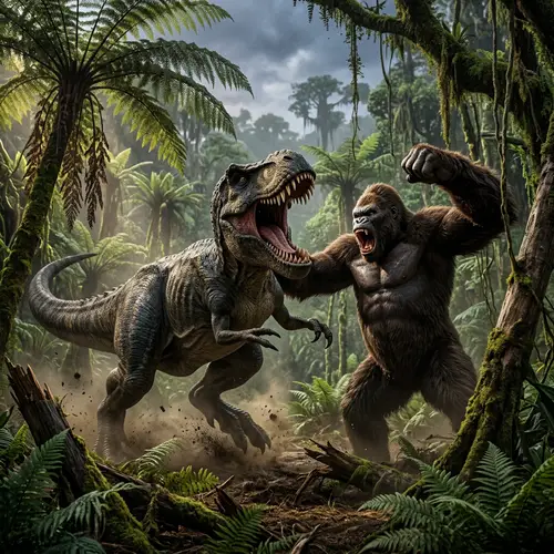 Colossal Dinosaur vs Gigantic Ape Battle | Prehistoric Jungle