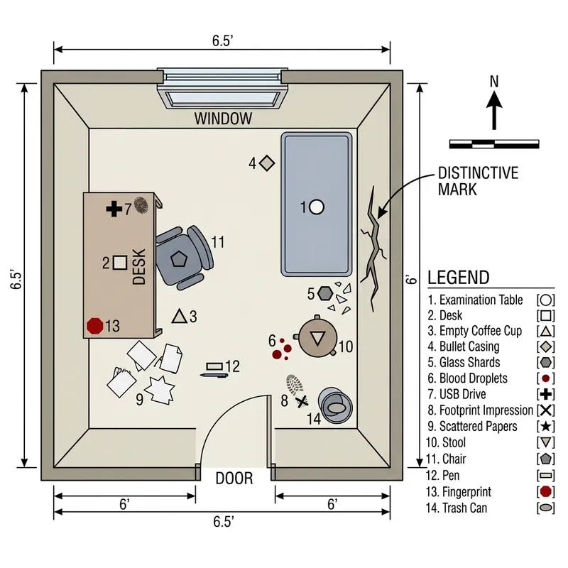 Crime Scene Sketch of a Small Office Room