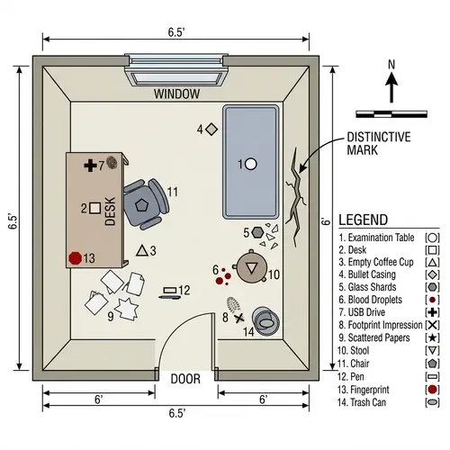 Crime Scene Sketch of a Small Office Room
