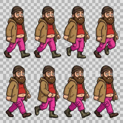 2D Platformer Sprite: Cartoon Character Walking Cycle