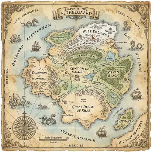 Antique Map of a Fictional World | Vintage Aesthetic
