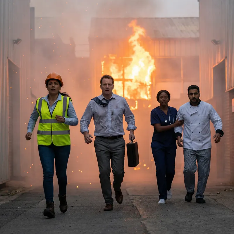 Workers Rush to Safety From Dangerous Fire Workers Rush to Safety From Dangerous Fire