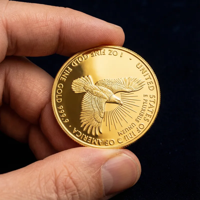 Hyper-Realistic Gleaming Gold Coin Image