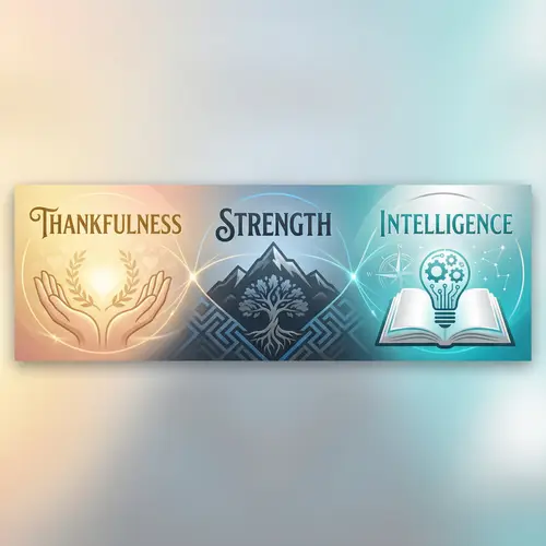 Thankfulness, Strength & Intelligence Banner
