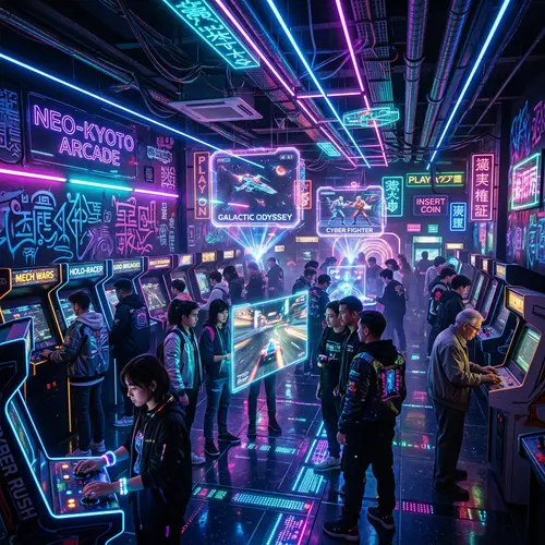 Futuristic Neon Arcade | Cyberpunk Gaming Experience