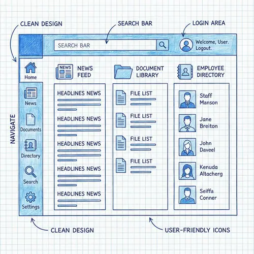 Intranet Site Design Sketch: User-Friendly Layout