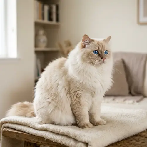 Beautiful Himalayan Cat with Fluffy White Fur and Blue Eyes