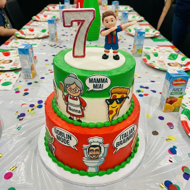 Italian Brainrots Themed 2-Tier Birthday Cake