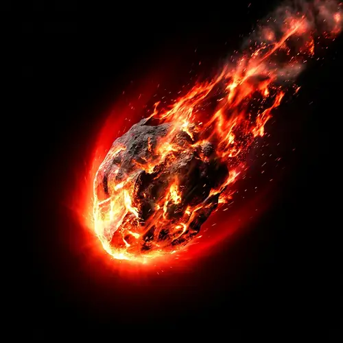 Striking Meteorite with Red Glow - Semi-Realistic Art