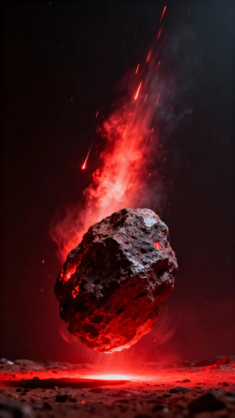 Striking Meteorite with Red Glow - Semi-Realistic Art