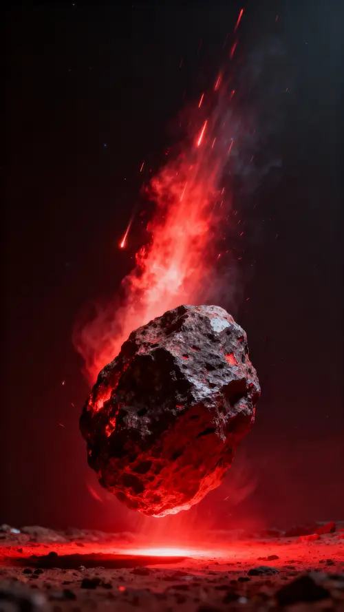 Striking Meteorite with Red Glow - Semi-Realistic Art